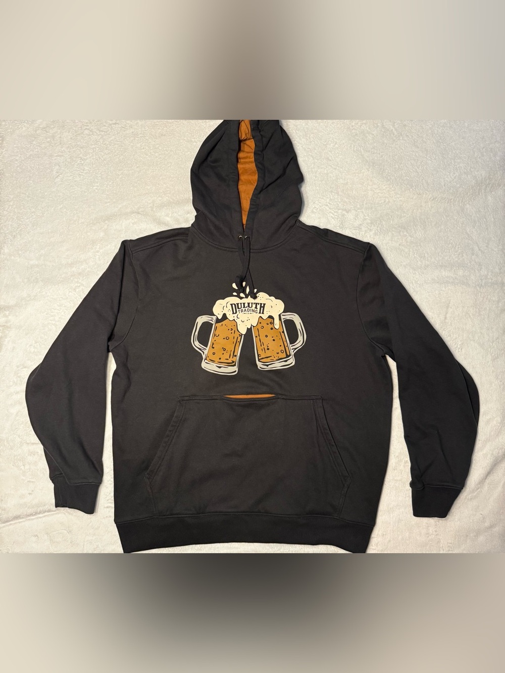 Duluth Trading Co Beer Mugs Hoodie Men’s L Relaxed Fit Black Pullover